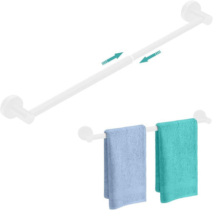 Adjustable Stainless Steel Towel Racks for Bathroom 13.18-24In | Rustproof Single Towel Bar Wall Mounted, Sturdy & Space-Saving Towel Holder Rod for Bathroom Accessories, Silver