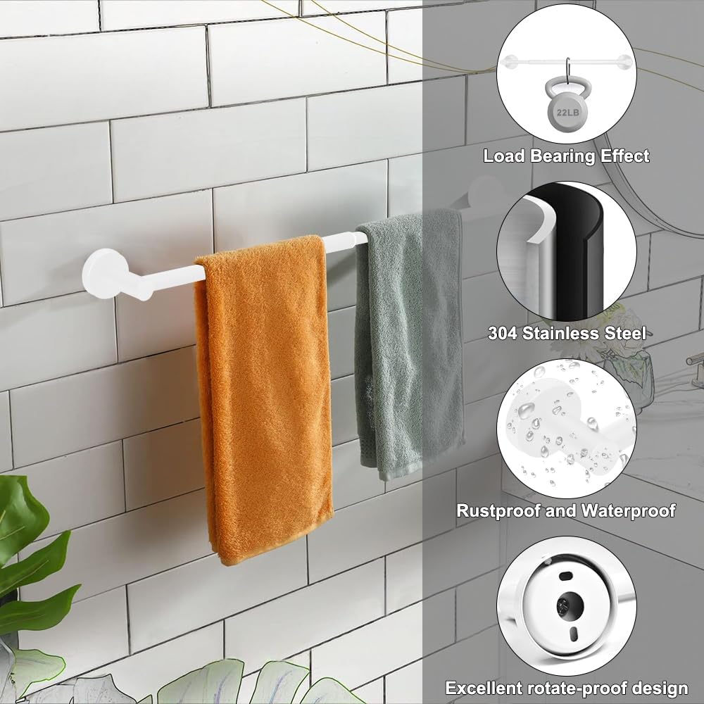 Adjustable Stainless Steel Towel Racks for Bathroom 13.18-24In | Rustproof Single Towel Bar Wall Mounted, Sturdy & Space-Saving Towel Holder Rod for Bathroom Accessories, Silver