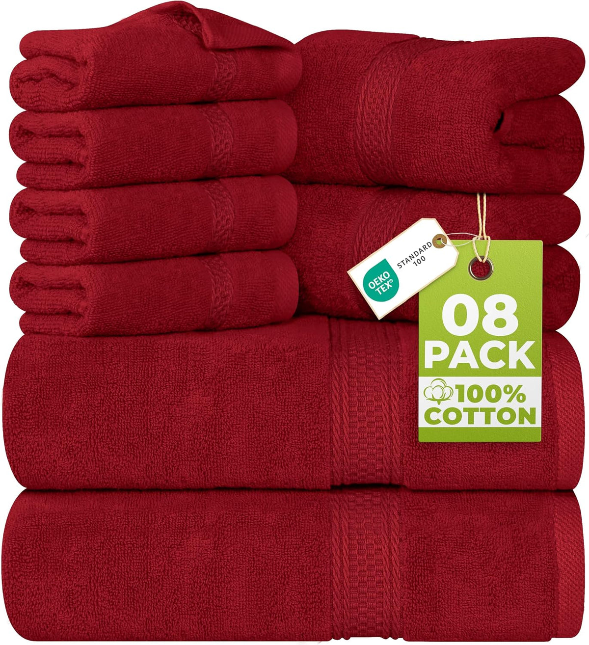 8 Piece Majestic Plush Luxury Towel Set, Cotton, Grey | Majestic Plush 100% Ring Spun Cotton Towels - Super Absorbent, Quicker-to-Dry, Thick & Soft, Bathroom, Spa & Hotel