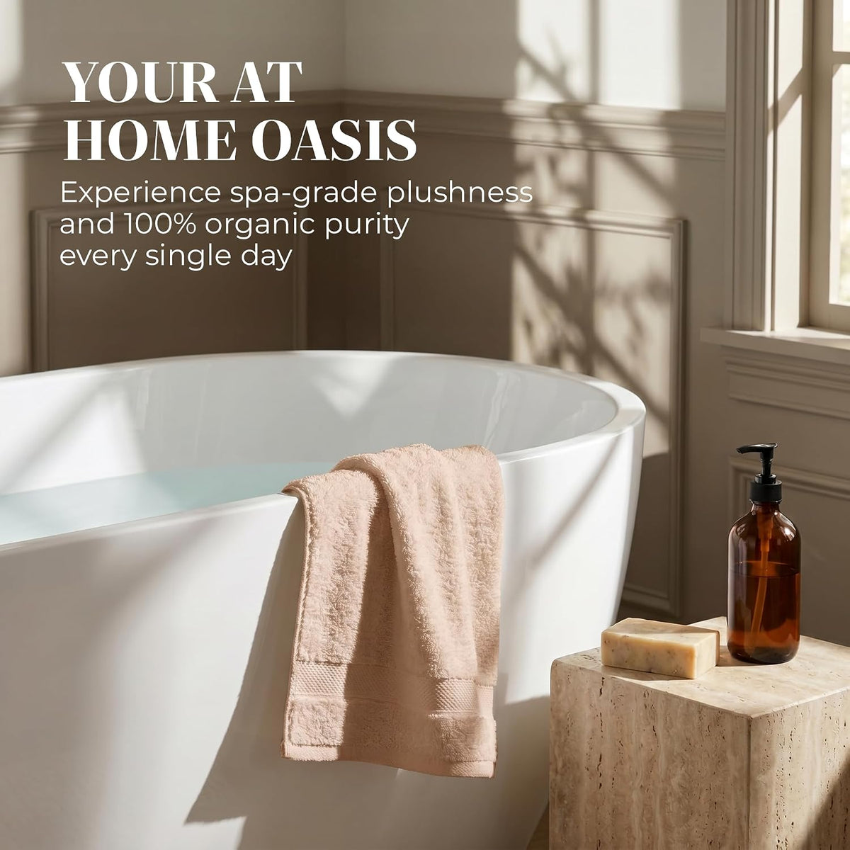 Organic Cotton Luxury Plush Bath Towels, GOTS, 6-Pack – White | GOTS & Oeko-TEX, premium soft, absorbent & quick-drying towels for bathroom, gym, spa & hotel use, 700 GSM organic cotton