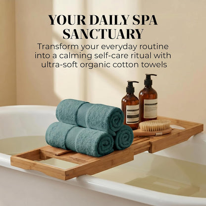 Organic Cotton Luxury Plush Bath Towels, GOTS, 6-Pack – White | GOTS & Oeko-TEX, premium soft, absorbent & quick-drying towels for bathroom, gym, spa & hotel use, 700 GSM organic cotton