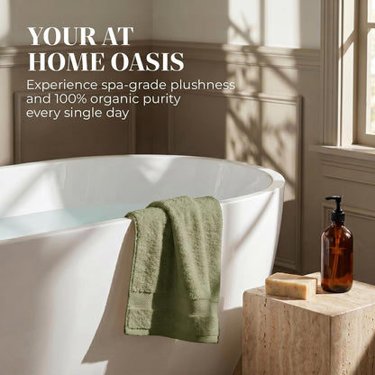 Organic Cotton Luxury Plush Bath Towels, GOTS, 6-Pack – White | GOTS & Oeko-TEX, premium soft, absorbent & quick-drying towels for bathroom, gym, spa & hotel use, 700 GSM organic cotton