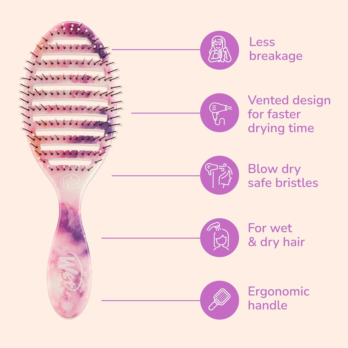 Speed Dry Hair Brush, Amazon Exclusive Aqua, Vented Design & Soft HeatFlex Bristles, Blow Dry Safe, Ergonomic Handle Manages Tangles & Uncontrollable Strands, Pain-Free Hair Accessories