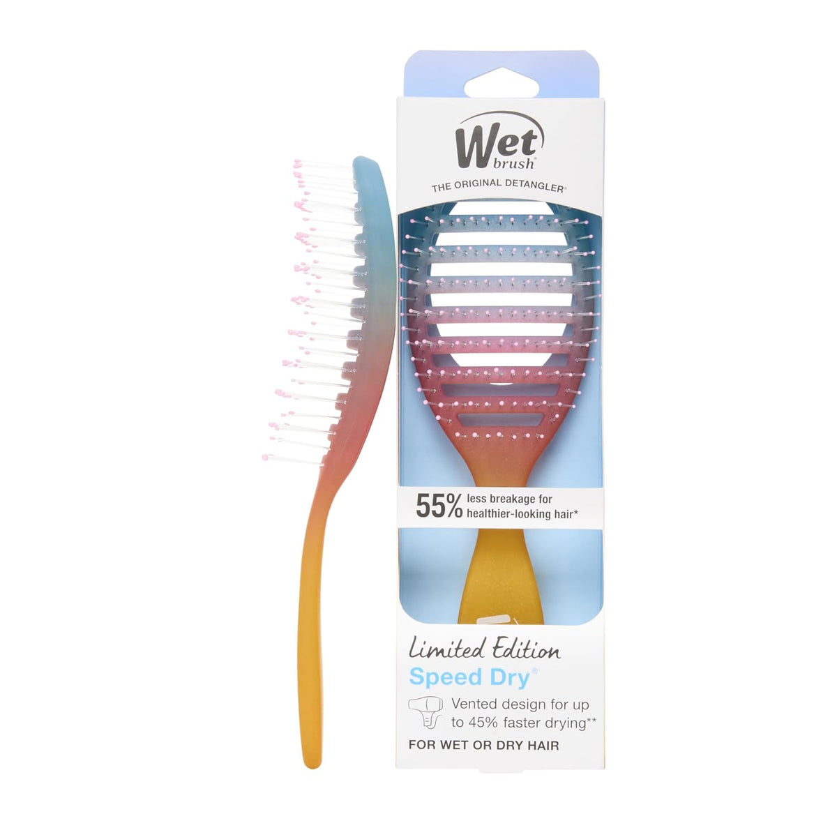 Speed Dry Hair Brush, Amazon Exclusive Aqua, Vented Design & Soft HeatFlex Bristles, Blow Dry Safe, Ergonomic Handle Manages Tangles & Uncontrollable Strands, Pain-Free Hair Accessories