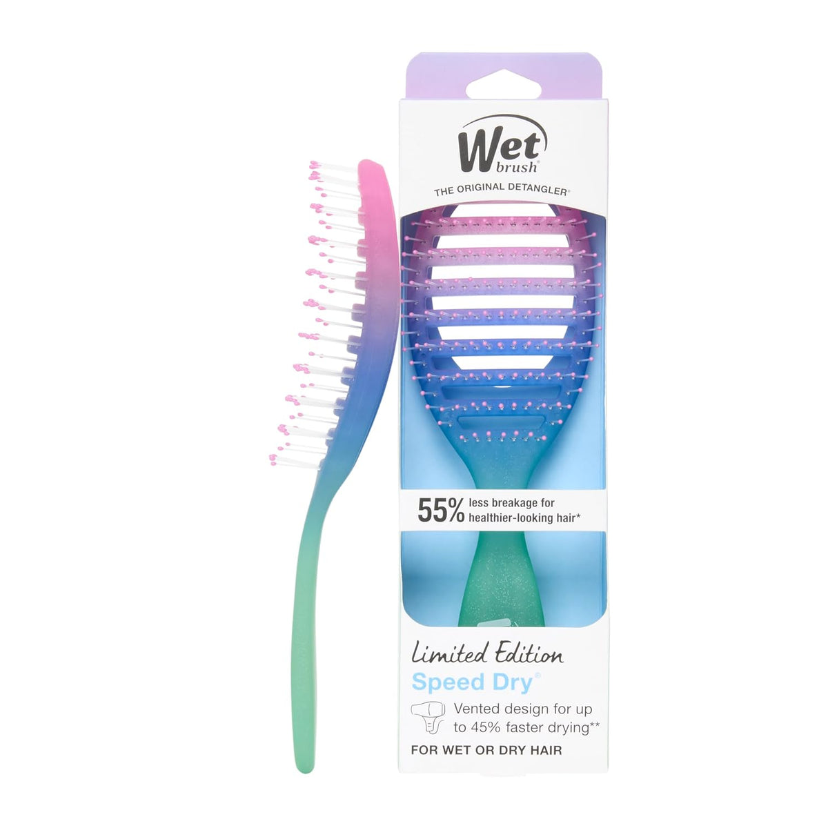Speed Dry Hair Brush, Amazon Exclusive Aqua, Vented Design & Soft HeatFlex Bristles, Blow Dry Safe, Ergonomic Handle Manages Tangles & Uncontrollable Strands, Pain-Free Hair Accessories