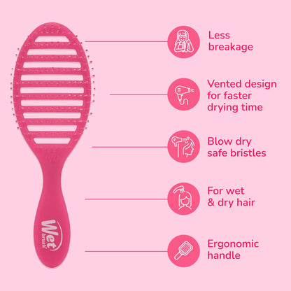 Speed Dry Hair Brush, Amazon Exclusive Aqua, Vented Design & Soft HeatFlex Bristles, Blow Dry Safe, Ergonomic Handle Manages Tangles & Uncontrollable Strands, Pain-Free Hair Accessories