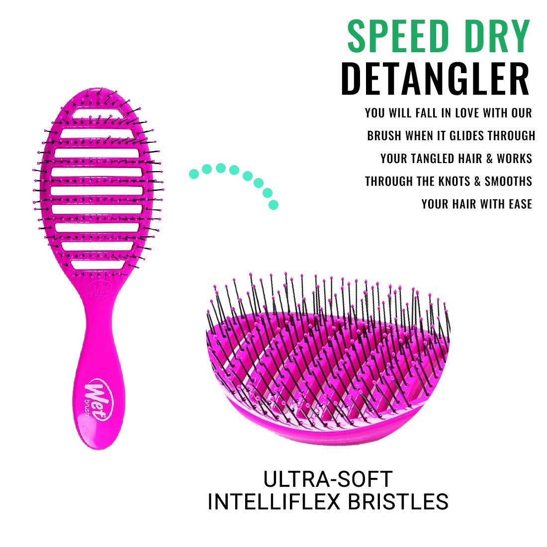 Speed Dry Hair Brush, Amazon Exclusive Aqua, Vented Design & Soft HeatFlex Bristles, Blow Dry Safe, Ergonomic Handle Manages Tangles & Uncontrollable Strands, Pain-Free Hair Accessories