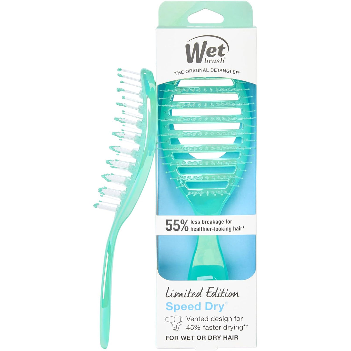 Speed Dry Hair Brush, Amazon Exclusive Aqua, Vented Design & Soft HeatFlex Bristles, Blow Dry Safe, Ergonomic Handle Manages Tangles & Uncontrollable Strands, Pain-Free Hair Accessories