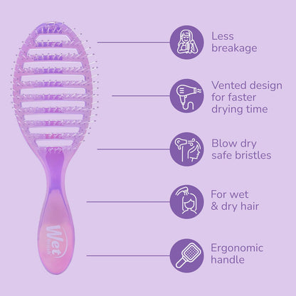 Speed Dry Hair Brush, Amazon Exclusive Aqua, Vented Design & Soft HeatFlex Bristles, Blow Dry Safe, Ergonomic Handle Manages Tangles & Uncontrollable Strands, Pain-Free Hair Accessories