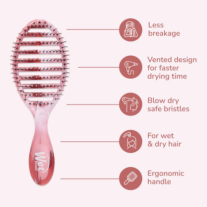 Speed Dry Hair Brush, Amazon Exclusive Aqua, Vented Design & Soft HeatFlex Bristles, Blow Dry Safe, Ergonomic Handle Manages Tangles & Uncontrollable Strands, Pain-Free Hair Accessories
