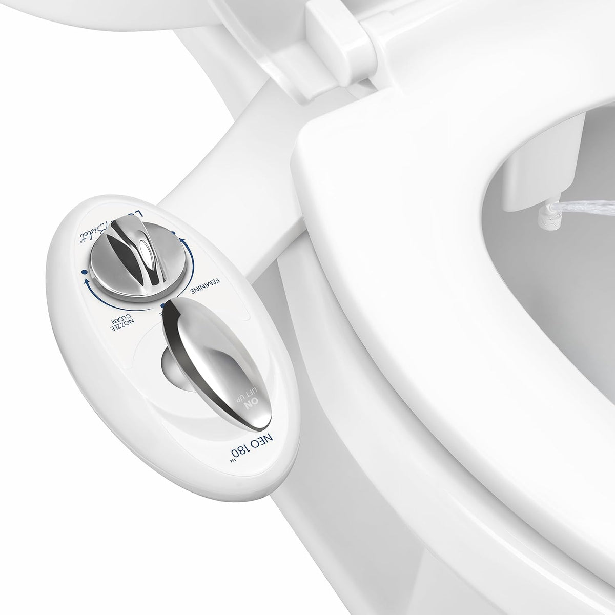 NEO 180 - Non-Electric Bidet Attachment for Toilet Seat, White