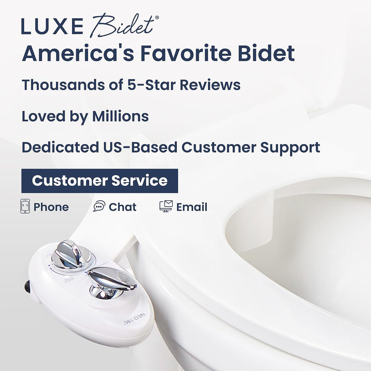 NEO 180 - Non-Electric Bidet Attachment for Toilet Seat, White