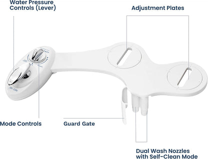 NEO 180 - Non-Electric Bidet Attachment for Toilet Seat, White