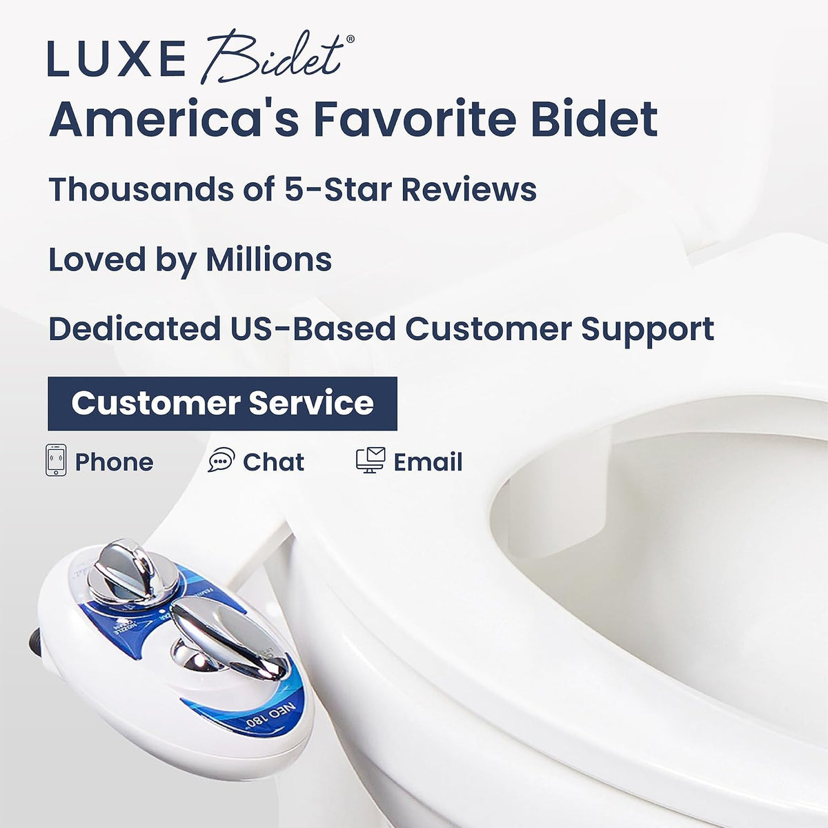NEO 180 - Non-Electric Bidet Attachment for Toilet Seat, White
