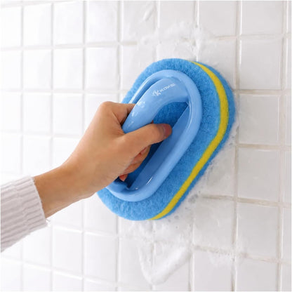 Scrub Brush Set for Bathroom Kitchen Bathtub Toilet Deep Cleaning Brush Tools All Purpose Cleaner Sponge Scrubbing Brushes with Ergonomic Handle