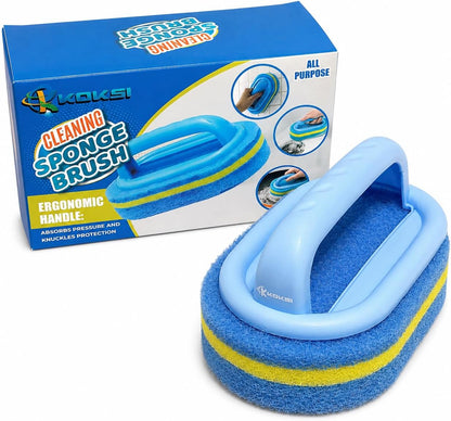Scrub Brush Set for Bathroom Kitchen Bathtub Toilet Deep Cleaning Brush Tools All Purpose Cleaner Sponge Scrubbing Brushes with Ergonomic Handle