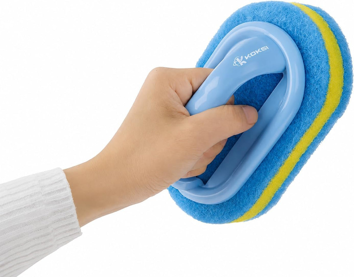 Scrub Brush Set for Bathroom Kitchen Bathtub Toilet Deep Cleaning Brush Tools All Purpose Cleaner Sponge Scrubbing Brushes with Ergonomic Handle