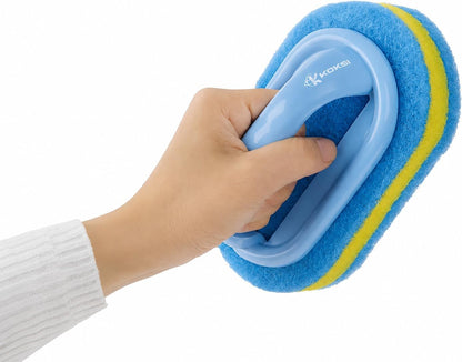 Scrub Brush Set for Bathroom Kitchen Bathtub Toilet Deep Cleaning Brush Tools All Purpose Cleaner Sponge Scrubbing Brushes with Ergonomic Handle