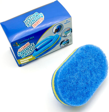 Scrub Brush Set for Bathroom Kitchen Bathtub Toilet Deep Cleaning Brush Tools All Purpose Cleaner Sponge Scrubbing Brushes with Ergonomic Handle