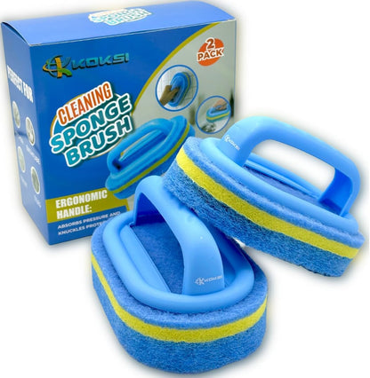 Scrub Brush Set for Bathroom Kitchen Bathtub Toilet Deep Cleaning Brush Tools All Purpose Cleaner Sponge Scrubbing Brushes with Ergonomic Handle