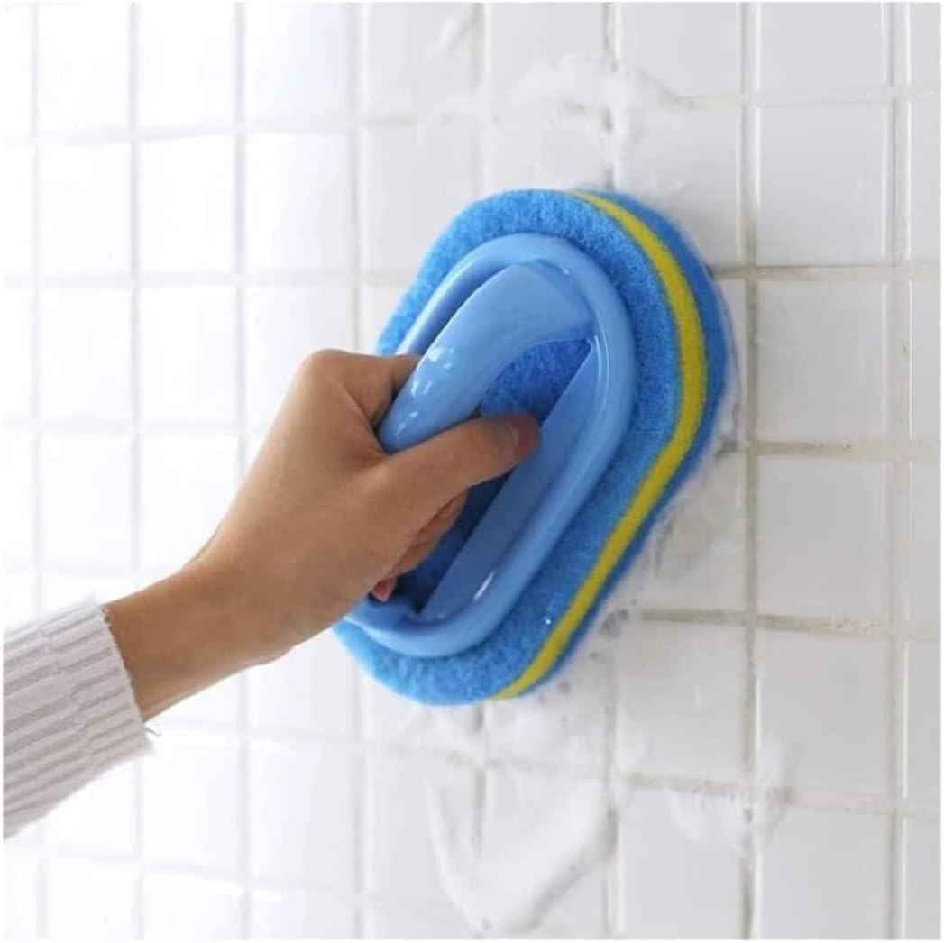 Scrub Brush Set for Bathroom Kitchen Bathtub Toilet Deep Cleaning Brush Tools All Purpose Cleaner Sponge Scrubbing Brushes with Ergonomic Handle