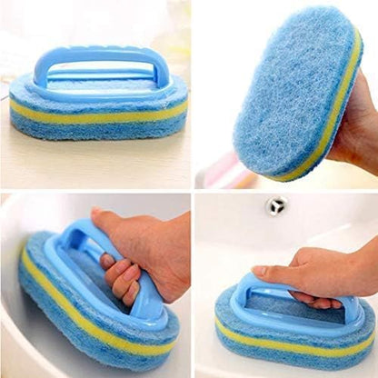 Scrub Brush Set for Bathroom Kitchen Bathtub Toilet Deep Cleaning Brush Tools All Purpose Cleaner Sponge Scrubbing Brushes with Ergonomic Handle