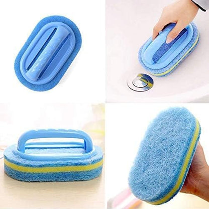Scrub Brush Set for Bathroom Kitchen Bathtub Toilet Deep Cleaning Brush Tools All Purpose Cleaner Sponge Scrubbing Brushes with Ergonomic Handle