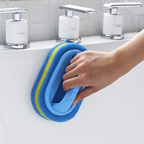 Scrub Brush Set for Bathroom Kitchen Bathtub Toilet Deep Cleaning Brush Tools All Purpose Cleaner Sponge Scrubbing Brushes with Ergonomic Handle