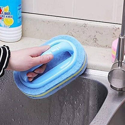Scrub Brush Set for Bathroom Kitchen Bathtub Toilet Deep Cleaning Brush Tools All Purpose Cleaner Sponge Scrubbing Brushes with Ergonomic Handle