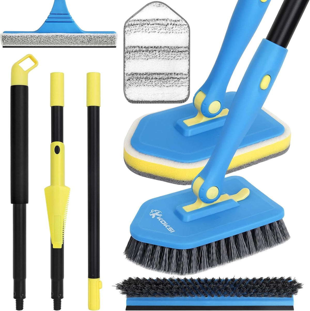 Scrub Brush Set for Bathroom Kitchen Bathtub Toilet Deep Cleaning Brush Tools All Purpose Cleaner Sponge Scrubbing Brushes with Ergonomic Handle