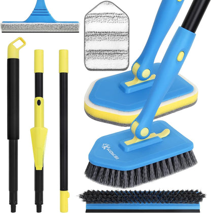 Scrub Brush Set for Bathroom Kitchen Bathtub Toilet Deep Cleaning Brush Tools All Purpose Cleaner Sponge Scrubbing Brushes with Ergonomic Handle