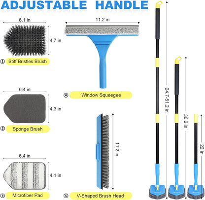 Scrub Brush Set for Bathroom Kitchen Bathtub Toilet Deep Cleaning Brush Tools All Purpose Cleaner Sponge Scrubbing Brushes with Ergonomic Handle