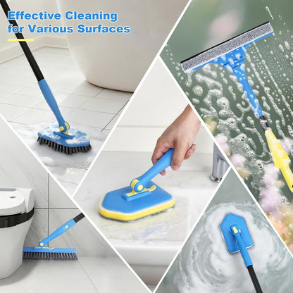 Scrub Brush Set for Bathroom Kitchen Bathtub Toilet Deep Cleaning Brush Tools All Purpose Cleaner Sponge Scrubbing Brushes with Ergonomic Handle