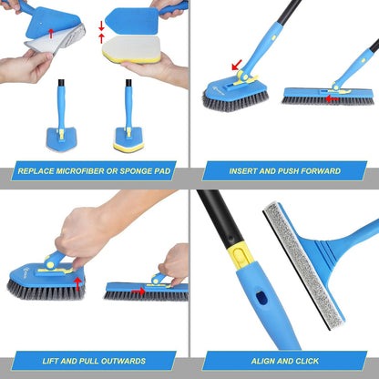 Scrub Brush Set for Bathroom Kitchen Bathtub Toilet Deep Cleaning Brush Tools All Purpose Cleaner Sponge Scrubbing Brushes with Ergonomic Handle