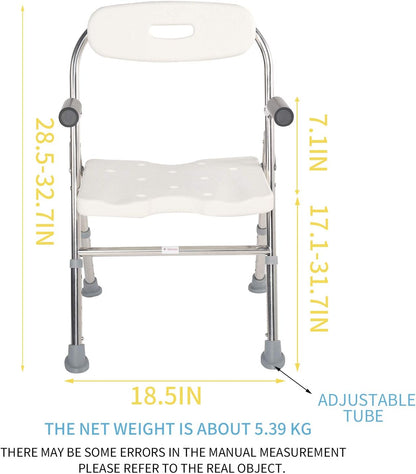 Medical Shower Bath Seat Adjustable Shower Chair Portable Bath Seat Shower Chair Seat Bench for Seniors Disabled Injured with Handle