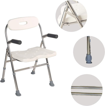 Medical Shower Bath Seat Adjustable Shower Chair Portable Bath Seat Shower Chair Seat Bench for Seniors Disabled Injured with Handle