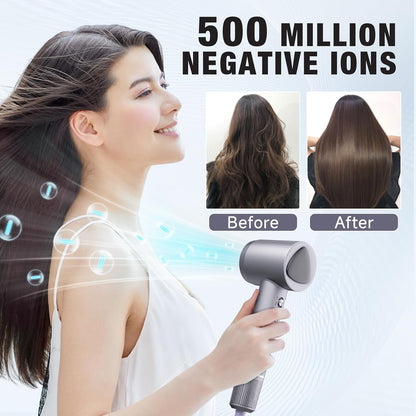 Hair Dryer 160000 RPM Ionic, 500M Negative Ions, Lightweight for Travel