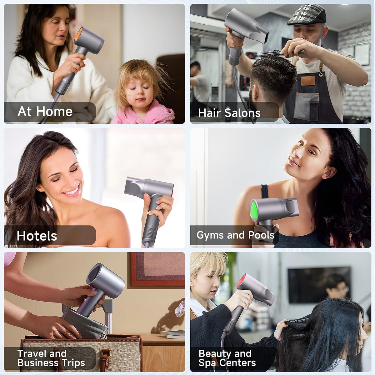 Hair Dryer 160000 RPM Ionic, 500M Negative Ions, Lightweight for Travel