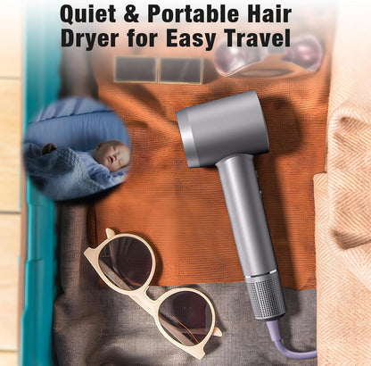 Hair Dryer 160000 RPM Ionic, 500M Negative Ions, Lightweight for Travel