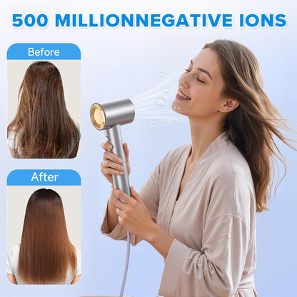 Hair Dryer 160000 RPM Ionic, 500M Negative Ions, Lightweight for Travel