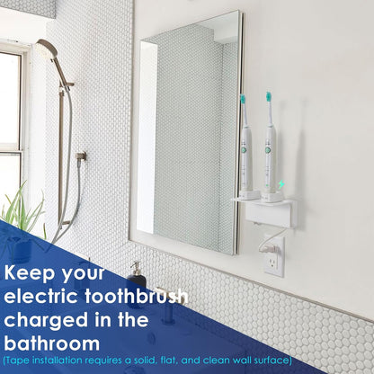 Electric Toothbrush Holder for Bathroom, Acrylic Electric Toothbrush Holder Wall Mounted Come with Cable Organizer, Saving Space and Convenient Charging - White