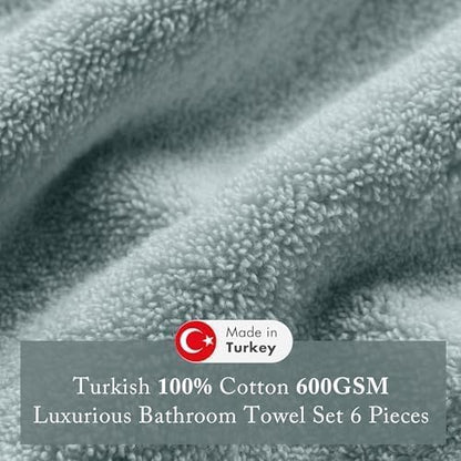 100% Turkish Cotton 600 GSM Bath Towel Set, 6 Piece, Purple