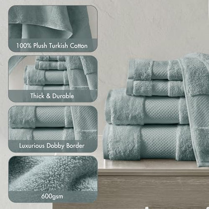 100% Turkish Cotton 600 GSM Bath Towel Set, 6 Piece, Purple