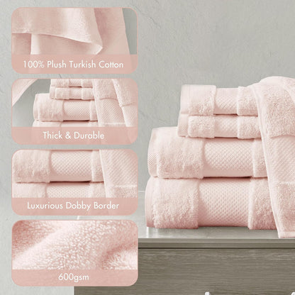 100% Turkish Cotton 600 GSM Bath Towel Set, 6 Piece, Purple