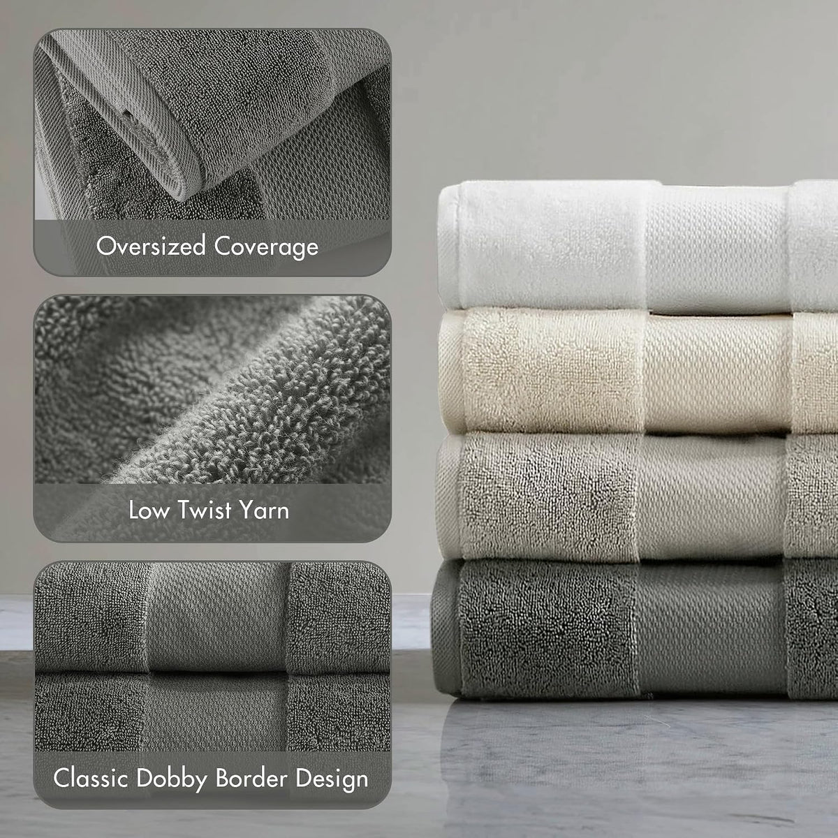 100% Turkish Cotton 600 GSM Bath Towel Set, 6 Piece, Purple