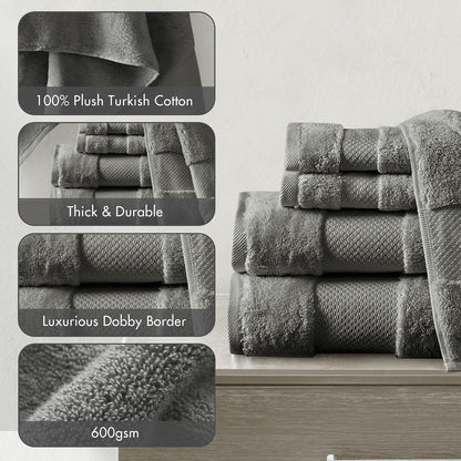 100% Turkish Cotton 600 GSM Bath Towel Set, 6 Piece, Purple