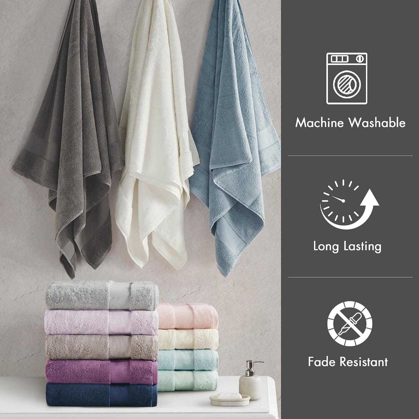 100% Turkish Cotton 600 GSM Bath Towel Set, 6 Piece, Purple