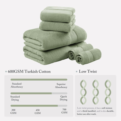 100% Turkish Cotton 600 GSM Bath Towel Set, 6 Piece, Purple