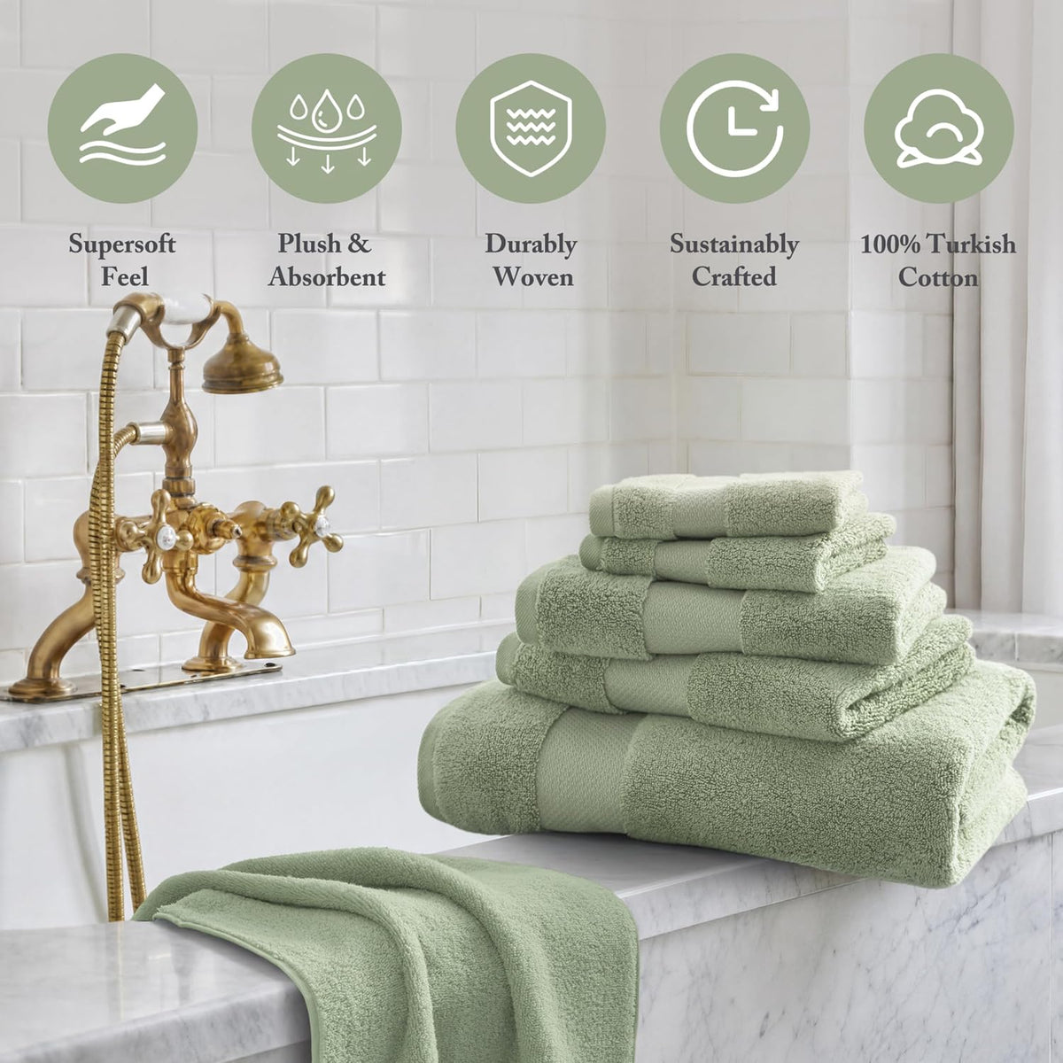 100% Turkish Cotton 600 GSM Bath Towel Set, 6 Piece, Purple