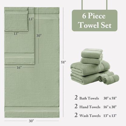 100% Turkish Cotton 600 GSM Bath Towel Set, 6 Piece, Purple